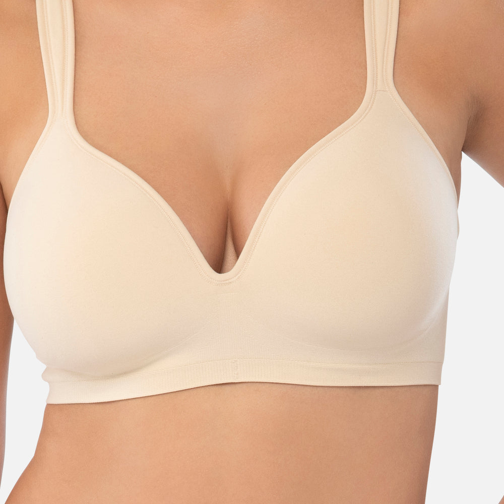The lower neckline of Style 460 in Sand